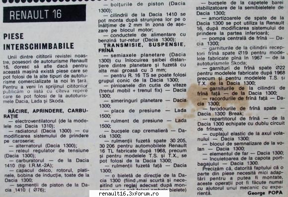 am gasit in revista autoturism piese r 16